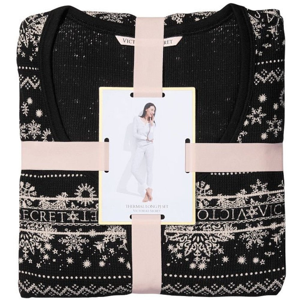 VICTORIA'S SECRET XXL Thermal Long Pajama Set Adorable Fair Isle PJ P.J. PJs NWT - Picture 13 of 14